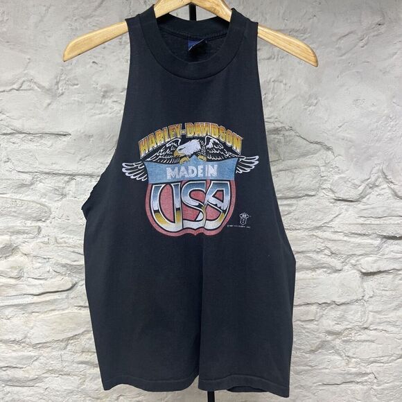 Vintage 1987 Harley-Davidson T Shirt Pre 3D Holoubek Made In USA Chopped Faded - Picture 1 of 7